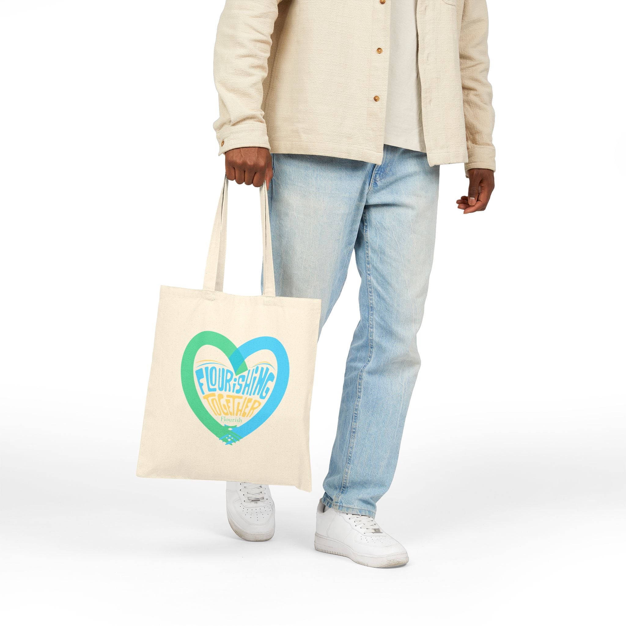 Heart Hands Flourishing Together Natural Tote Bag – Flourish Therapy Collection